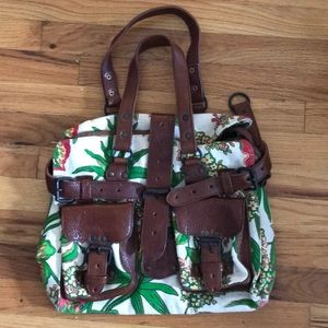 Anthropologie Canvas Leather Handbag